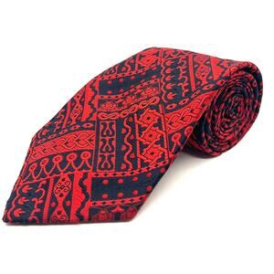The Liebert Tieworks Red & Black Geometric Doodle Design Necktie Men Tie Vintage